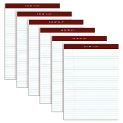 TOPS™ Docket Gold™ Premium Writing Pads, 8 1/2" x 11 3/4", Legal Ruled, 50 Sheets, White, Pack Of 6 Pads