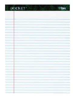 TOPS Docket Legal Rule Writing Pads - 50 Sheets - Double Stitched - 16 lb Basis Weight - 8 1/2"x11 3/4" Sheet Size - 63416