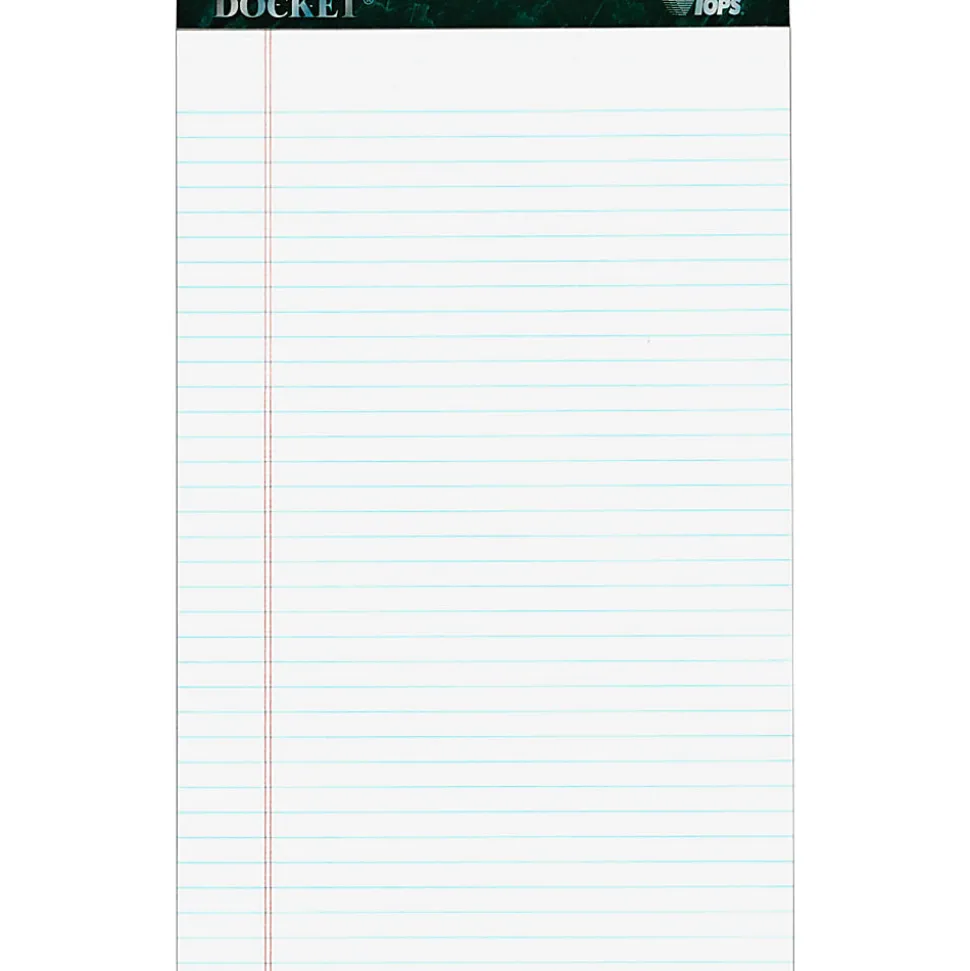 TOPS™ Docket Letrr-Trim Legal Pads, 8.5" x 14", Legal Ruled, 50 Sheets, Green Marble, Pack Of 12