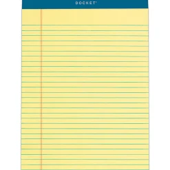 TOPS Docket Letr-Trim Legal Rule Canary Legal Pads - 50 Sheets - Double Stitched - 0.34" Ruled - 16 lb Basis Weight - 63400