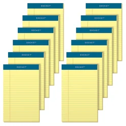 TOPS™ Docket™ Writing Pads, 5" x 8", Legal Ruled, 50 Sheets, Canary, Pack Of 12 Pads
