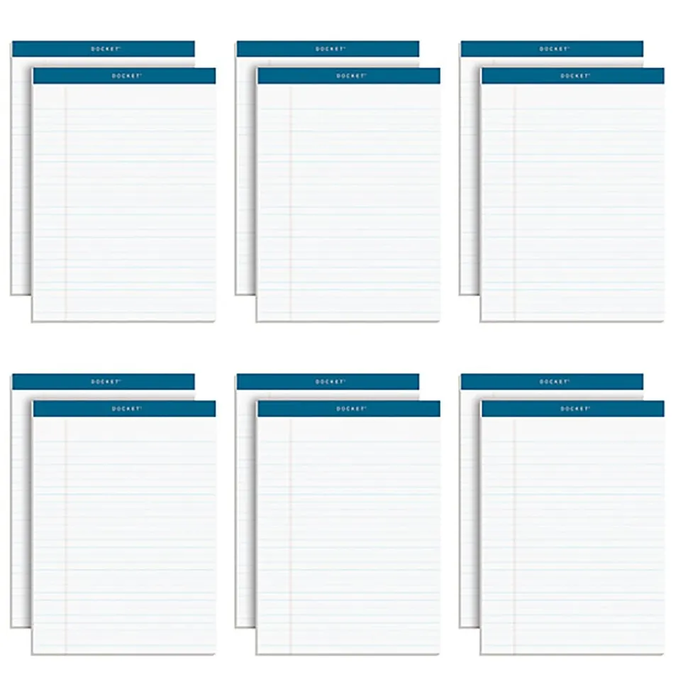 TOPS™ Docket™ Writing Pads, 8 1/2" x 11 3/4", Legal Ruled, 50 Sheets Per Pad, White, Pack Of 12 Pads