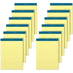 TOPS™ Docket™ Writing Pads, 8 1/2" x 11 3/4", Legal Ruled, 50 Sheets Per Pad, Canary, Pack Of 12 Pads