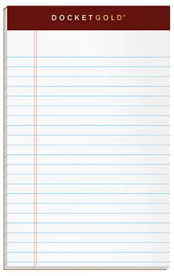 TOPS™ Docket™ Writing Tablet, 5" x 8", Jr. Legal Rule, White, 50 Sheets Per Pad, Pack Of 6 Pads