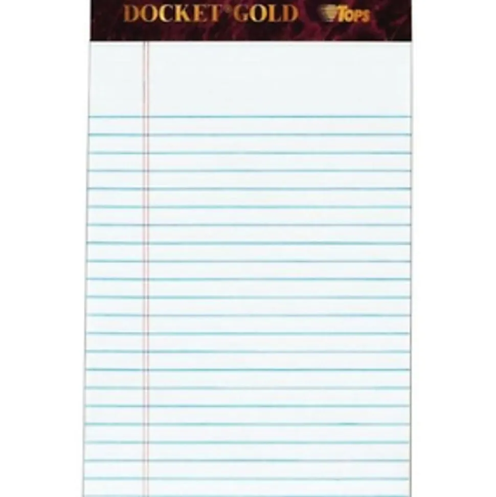 TOPS™ Docket™ Writing Tablet, 5" x 8", Jr. Legal Rule, White, 50 Sheets Per Pad, Pack Of 6 Pads