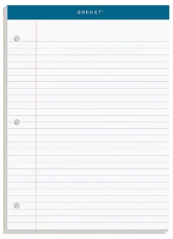 TOPS™ Double Docket™ Writing Pads, 3-Hole Punched, 8 1/2" x 11 3/4", Legal Ruled, 100 Sheets, White, Pack Of 6 Pads