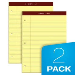 TOPSâ„¢ Double Docketâ„¢ Writing Pads, 8 1/2" x 11", Narrow Ruled, 100 Sheets, Canary, Pack Of 2 Pads