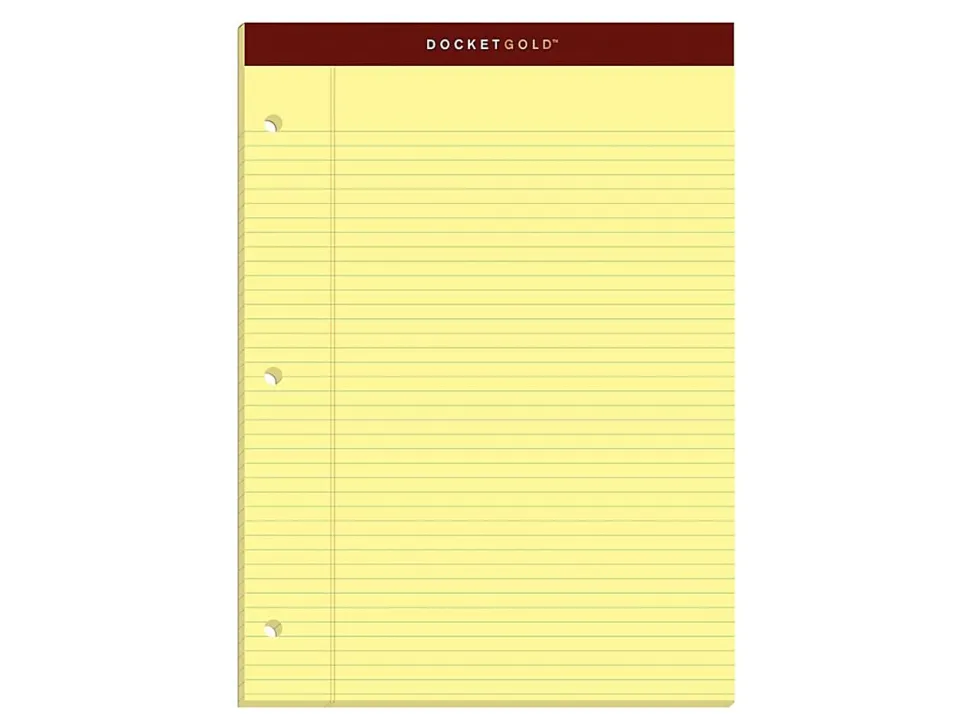TOPS™ Double Docket™ Writing Pads, 8 1/2" x 11", Narrow Ruled, 100 Sheets, Canary, Pack Of 2 Pads