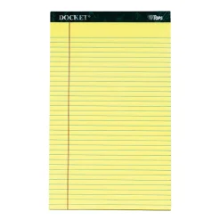 TOPSâ„¢ Double Docketâ„¢ Writing Pads, 8 1/2" x 14", Legal Ruled, 50 Sheets, Canary, Pack Of 12 Pads