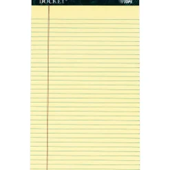 TOPS™ Double Docket™ Writing Pads, 8 1/2" x 14", Legal Ruled, 50 Sheets, Canary, Pack Of 12 Pads