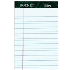 TOPS™ Double Docket™ Writing Pads, 5" x 8", Narrow Ruled, 50 Sheets, White, Pack Of 12 Pads