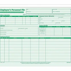 TOPS® Employee Record File Folders, 11 3/4" x 9 1/2", Green, Pack Of 20