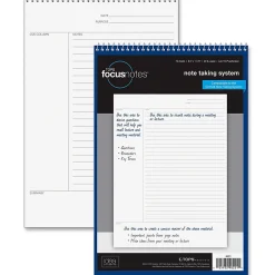TOPS⢠FocusNotes⢠Top-Wire Notebook, 8 1/2" x 11", 70 Sheets, Blue/White