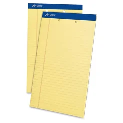 TOPS™ 2-Hole Punched Perforated Writing Pads, 8 1/2" x 14", Legal Ruled, 50 Sheets Per Pad, Canary, Pack Of 12 Pads