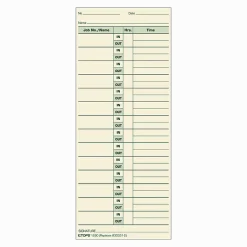 TOPS® Job Cards Time Cards, 8.5" x 3.5", Green Ink/Manila Paper, Box Of 500