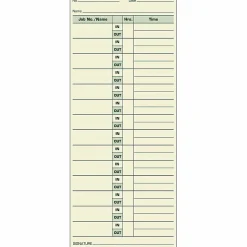 TOPS® Job Cards Time Cards, 8.5" x 3.5", Green Ink/Manila Paper, Box Of 500
