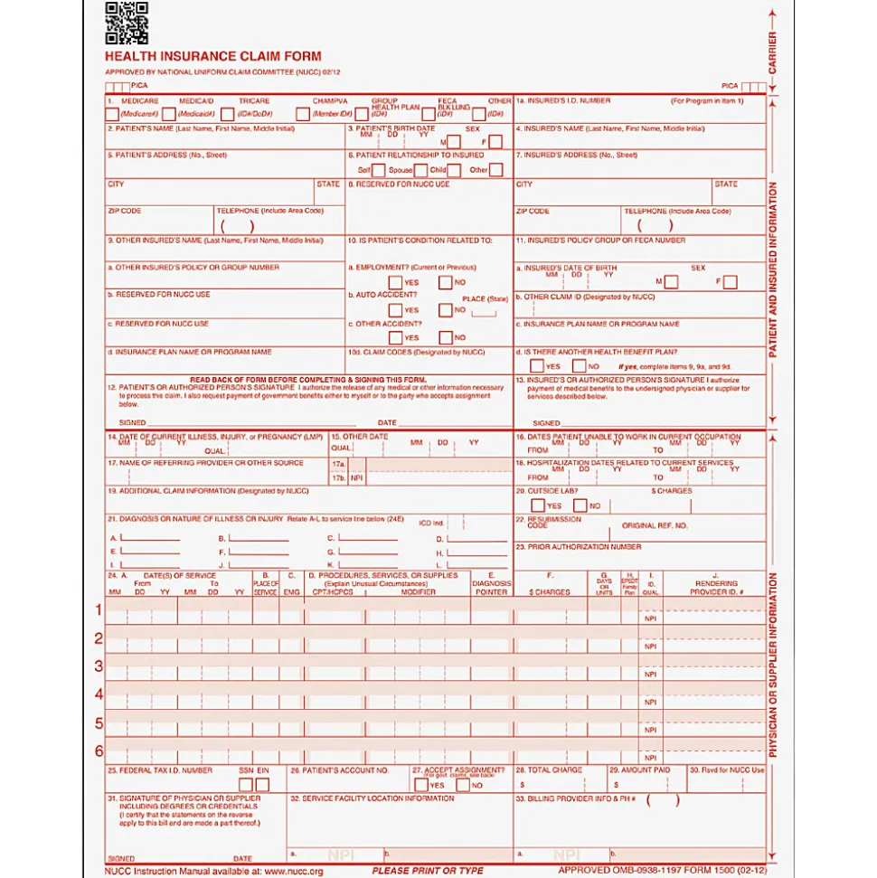 TOPS® Laser CMS Forms With Bar, 8 1/2" x 11", White, Pack Of 250