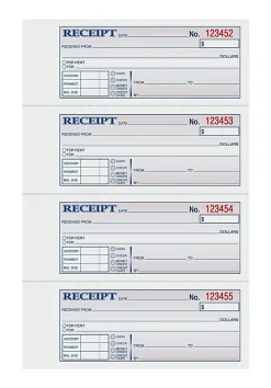 TOPS™ Manifold Receipt Book, 3-Part, 7 5/8" x 11", White/Canary/Pink