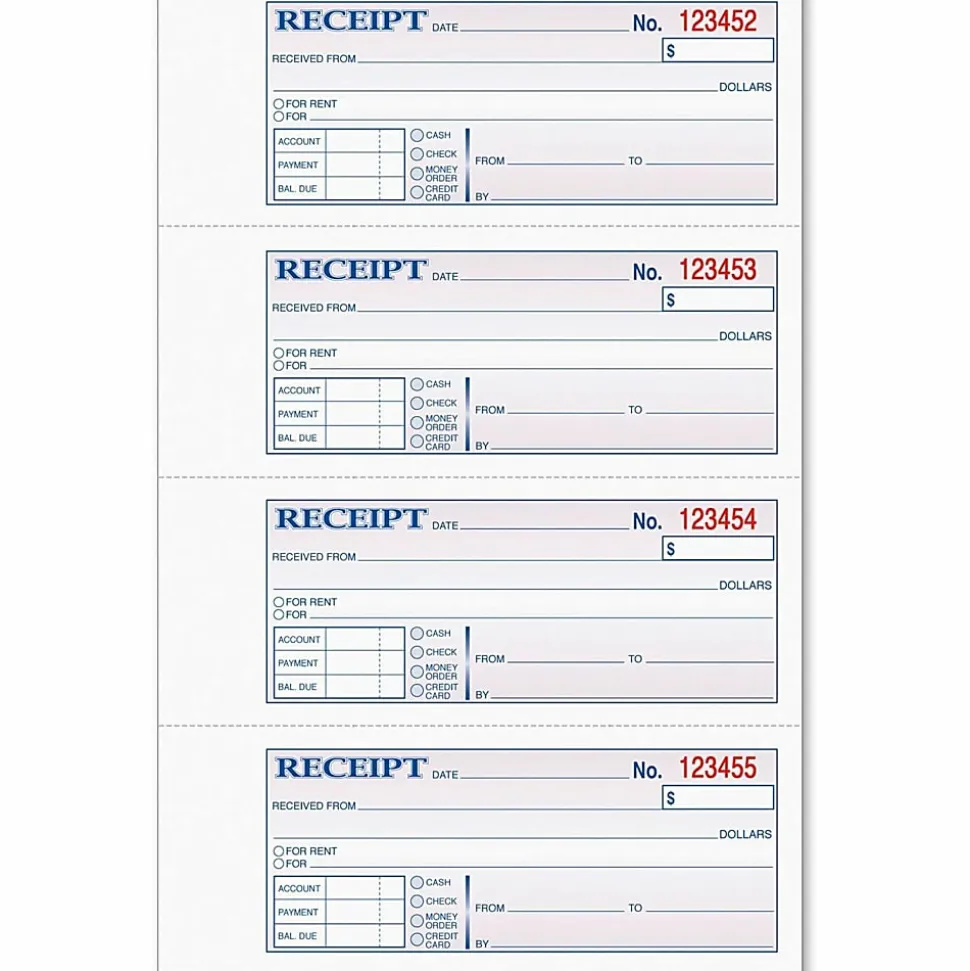 TOPS™ Manifold Receipt Book, 3-Part, 7 5/8" x 11", White/Canary/Pink