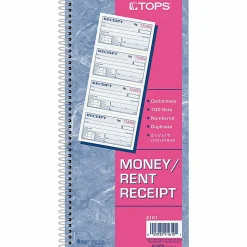 TOPS⢠Money/Rent Receipt Book, 2-Part, Carbonless, 11" x 5 1/4", White/Canary