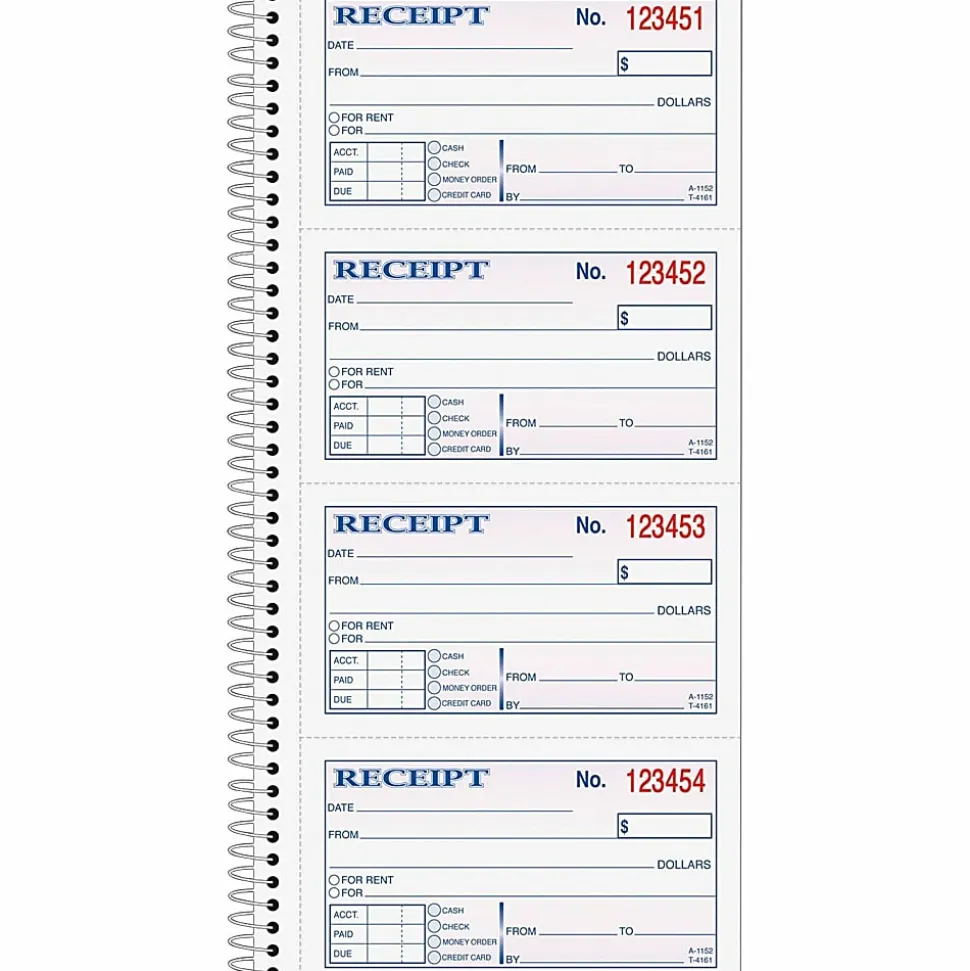 TOPS™ Money/Rent Receipt Book, 2-Part, Carbonless, 11" x 5 1/4", White/Canary