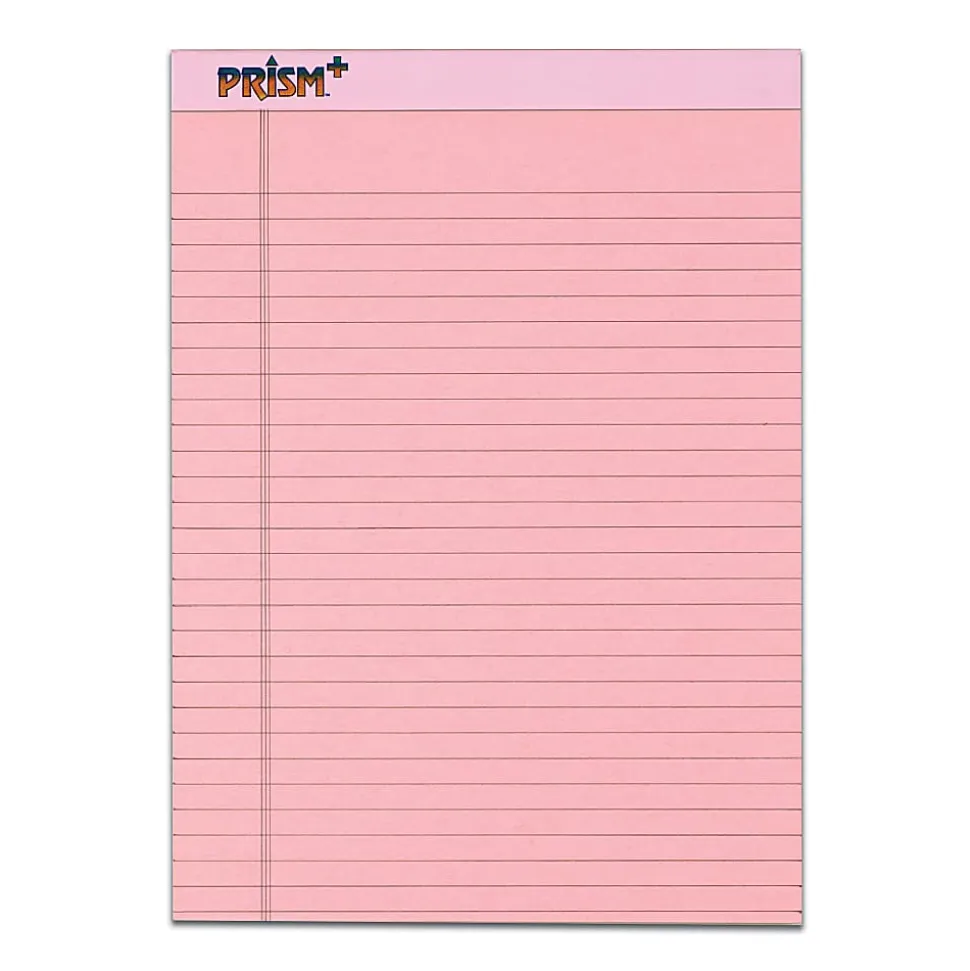 TOPS™ Prism+™ Color Writing Pads, 8 1/2" x 11 3/4", 100% Recycled, Legal Ruled, 25 Sheets, Rose, Pack Of 12 Pads