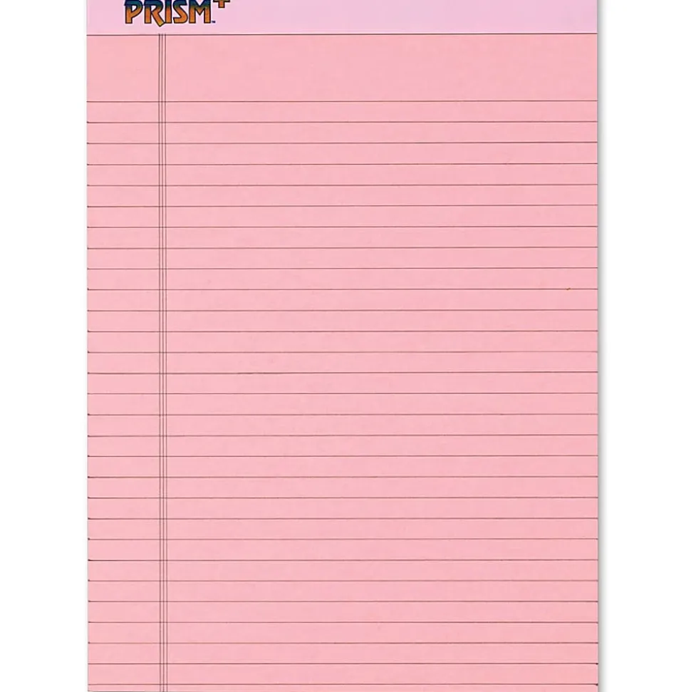 TOPS™ Prism+™ Color Writing Pads, 8 1/2" x 11 3/4", 100% Recycled, Legal Ruled, 25 Sheets, Rose, Pack Of 12 Pads