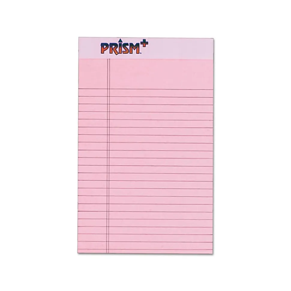 TOPS™ Prism+™ Color Writing Pads, 5" x 8", Legal Ruled, 25 Sheets, Rose, Pack Of 12 Pads