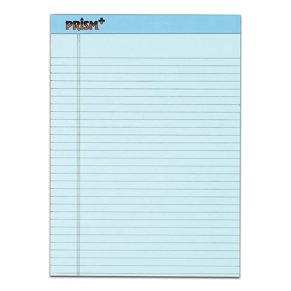 TOPS™ Prism+™ Color Writing Pads, 8 1/2" x 11 3/4", 100% Recycled, Legal Ruled, 25 Sheets, Blue, Pack Of 12 Pads
