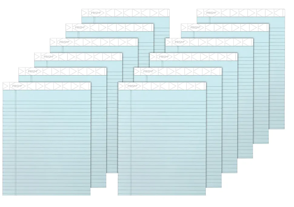 TOPS™ Prism+™ Color Writing Pads, 8 1/2" x 11 3/4", 100% Recycled, Legal Ruled, 25 Sheets, Blue, Pack Of 12 Pads