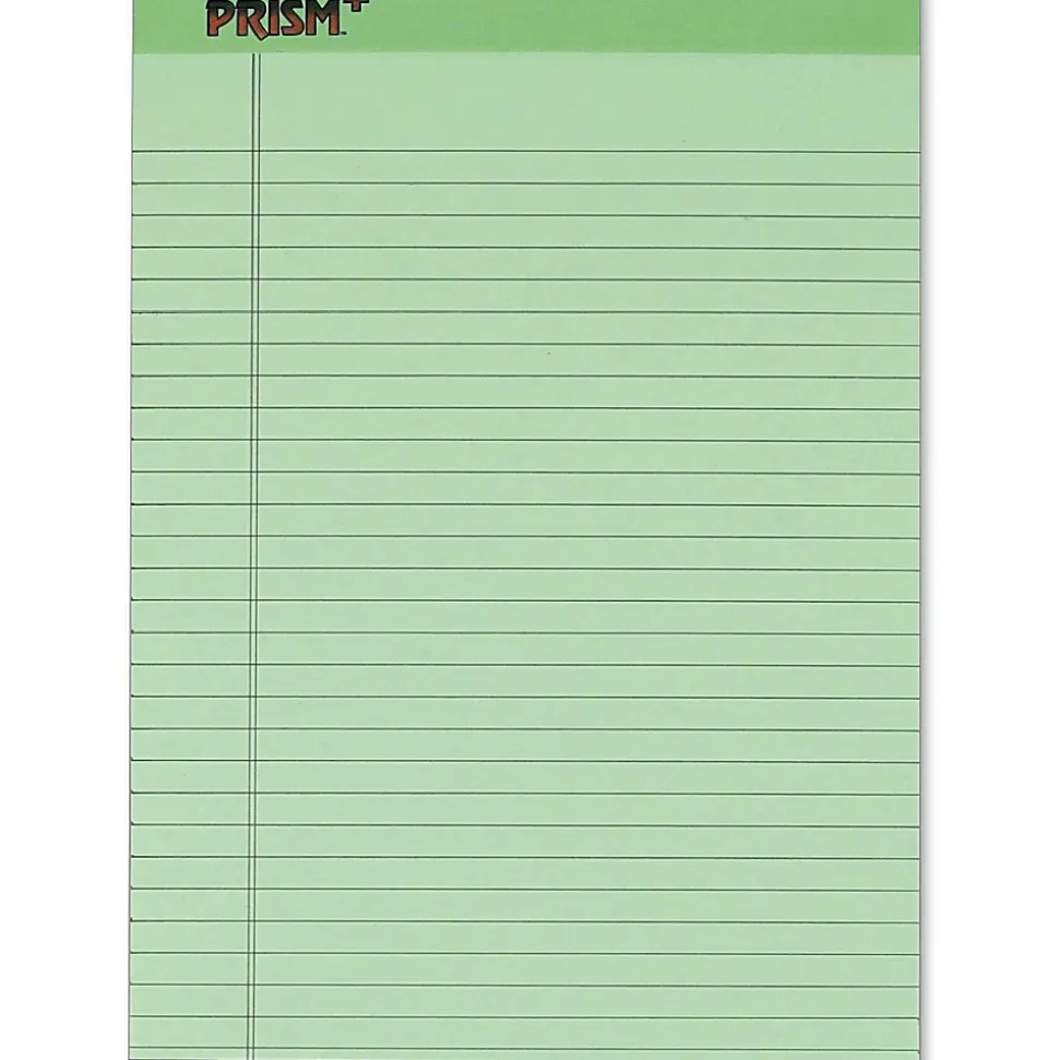 TOPS™ Prism+™ Color Writing Pads, 8 1/2" x 11 3/4", 100% Recycled Legal Ruled, 50 Sheets, Green, Pack Of 12 Pads