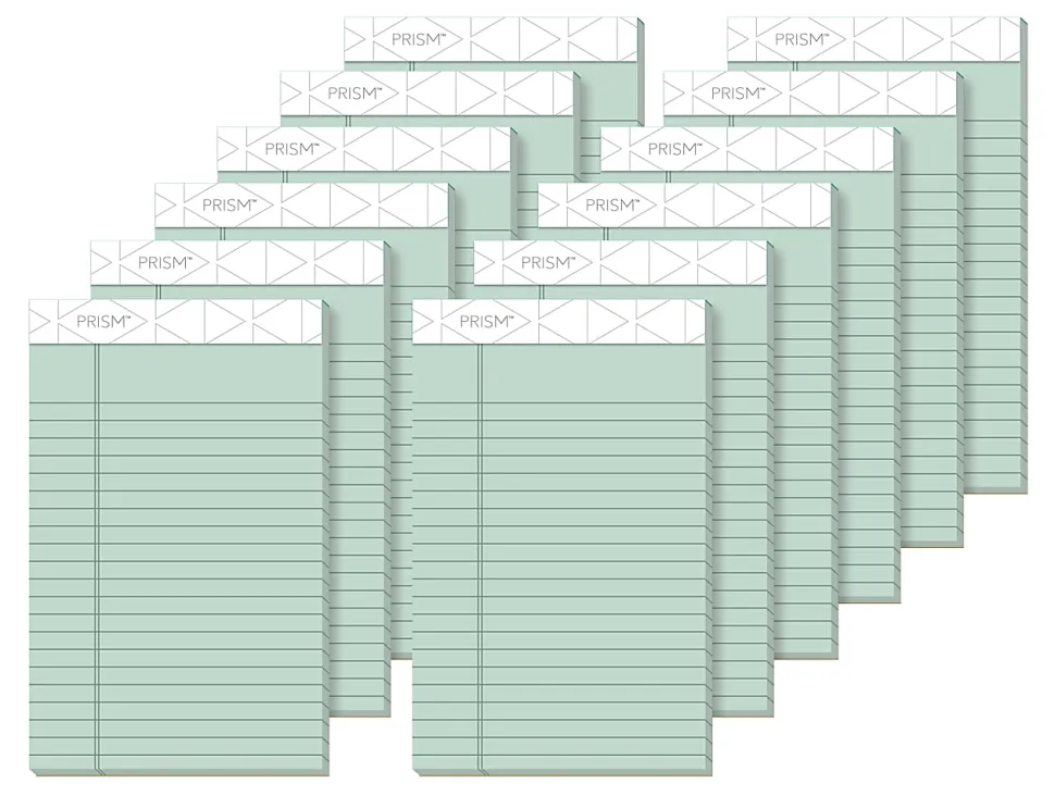 TOPS™ Prism+™ Color Writing Pads, 5" x 8", Legal Ruled, 50 Sheets, Green, Pack Of 12 Pads