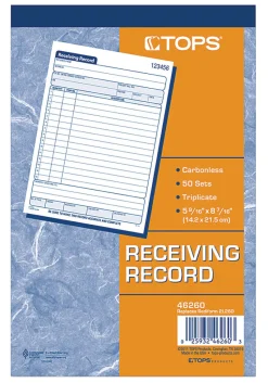 Tops Receiving Record Book, 5 1/2