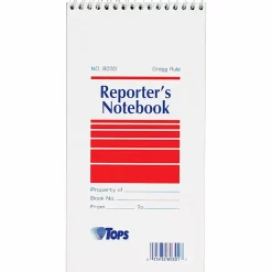 TOPS™ Reporter's Notebooks, 4" x 8", 1 Subject, Gregg Ruled, 70 Sheets, Pack Of 12 Books