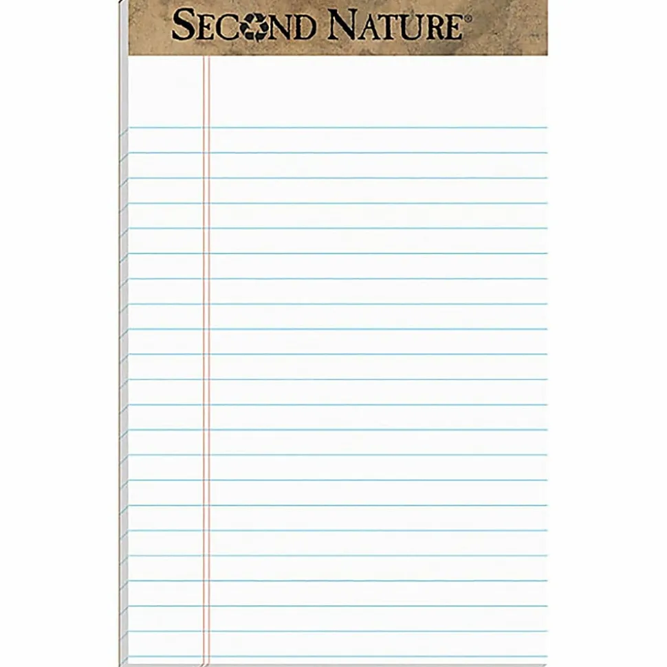 TOPS™ Second Nature® 100% Recycled Writing Pads, 5" x 8", Legal Ruled, 50 Sheets, White, Pack Of 12 Pads