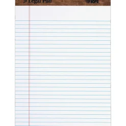 TOPS™ The Legal Pad Perforated Writing Pads, 8 1/2" x 11 3/4", Legal Ruled, 50 Sheets, White/Blue, Pack Of 12