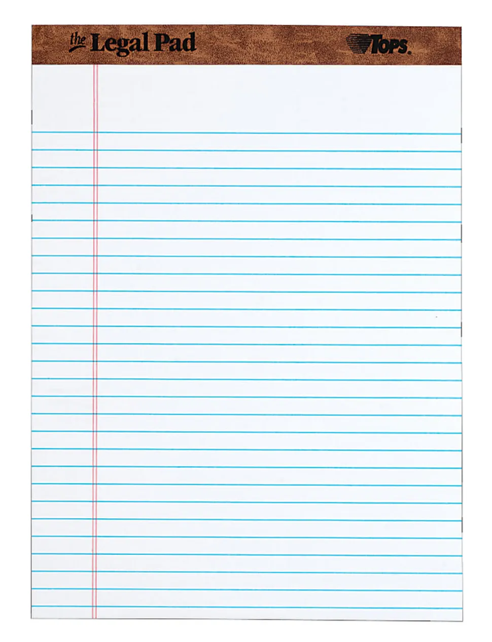 TOPS™ The Legal Pad Perforated Writing Pads, 8 1/2" x 11 3/4", Legal Ruled, 50 Sheets, White/Blue, Pack Of 12