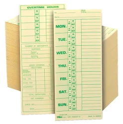 TOPS® Time Cards (Replaces Original Card 331-10), Named Days, 2-Sided, 8 1/2" x 3 1/2", Box Of 500