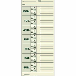 TOPS® Time Cards (Replaces Original Card 331-10), Named Days, 2-Sided, 8 1/2