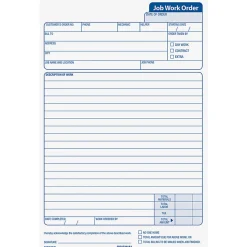 TOPS® Triplicate Carbonless Job Work Orders, 5 1/2" x 8 1/2", Pack Of 50 Forms