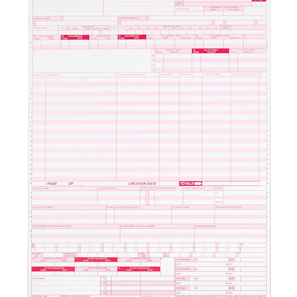 TOPS® UB-04 Forms, 1 Part, White, 8 1/2" x 11", Box Of 2,500