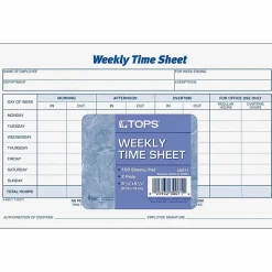 TOPSĀ® Weekly Timesheet Form, 5.5" x 8.5", White/Blue, 100 Sheets Per Pad, 2 Pads Per Pack