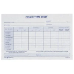 TOPS® Weekly Timesheet Form, 5.5" x 8.5", White/Blue, 100 Sheets Per Pad, 2 Pads Per Pack