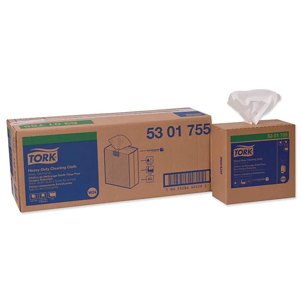 Tork® Heavy-Duty Cleaning Cloth, 8.46 x 16.13, White, 80/Box, 5 Boxes/Carton