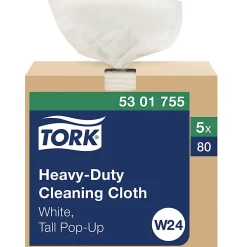 Tork® Heavy-Duty Cleaning Cloth, 8.46 x 16.13, White, 80/Box, 5 Boxes/Carton