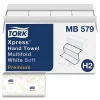 Tork® Premium Soft Xpress® 3-Panel Multifold Hand Towels, 2-Ply, 9.13 x 9.5, White with Blue Leaf, 135/Packs, 16 Packs/Carton