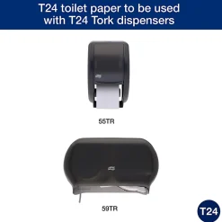 Tork T24 2-Ply Toilet Paper, Advanced, 500 Sheets Per Roll, Case Of 80 Rolls