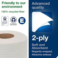 Tork T24 2-Ply Toilet Paper, Advanced, 500 Sheets Per Roll, Case Of 80 Rolls