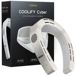TORRAS COOLiFY Cyber Smart Portable Neck Fan, 3-1/4”H x 6-3/16”W x 9-5/8”D, White