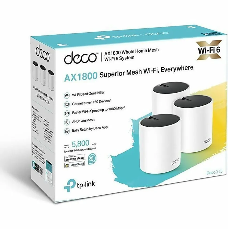 TP-Link Deco X25 Wi-Fi 6 IEEE 802.11 a/b/g/n/ac/ax Wireless Router - Dual Band - 2.40 GHz ISM Band - DECOX253PACK